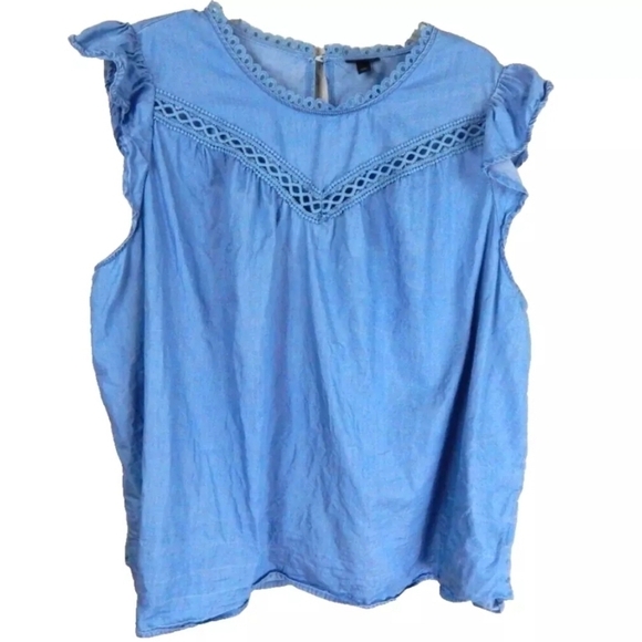 Torrid Denim Flutter Sleeve Top - Picture 2 of 4